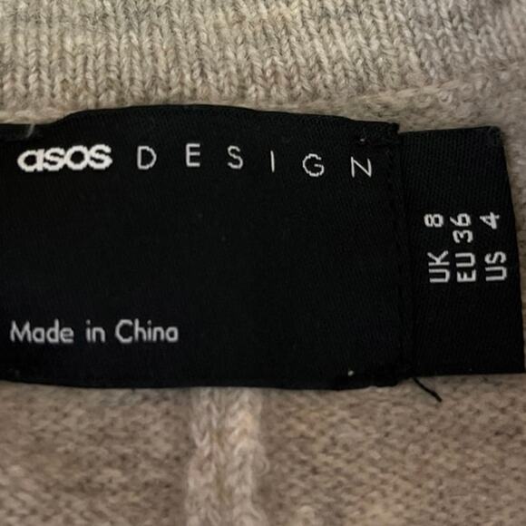 Asos Design Gray Knitted Button Collar Long Sleeve Sweater Romper Jumpsuit Sz 4 - Picture 4 of 5